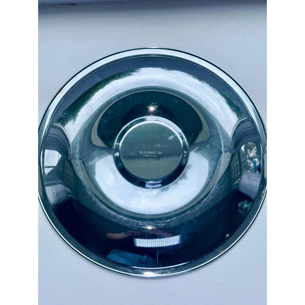 Vintage Kromex Chrome Lazy Susan Base Platter Mid Century Modern Made in USA